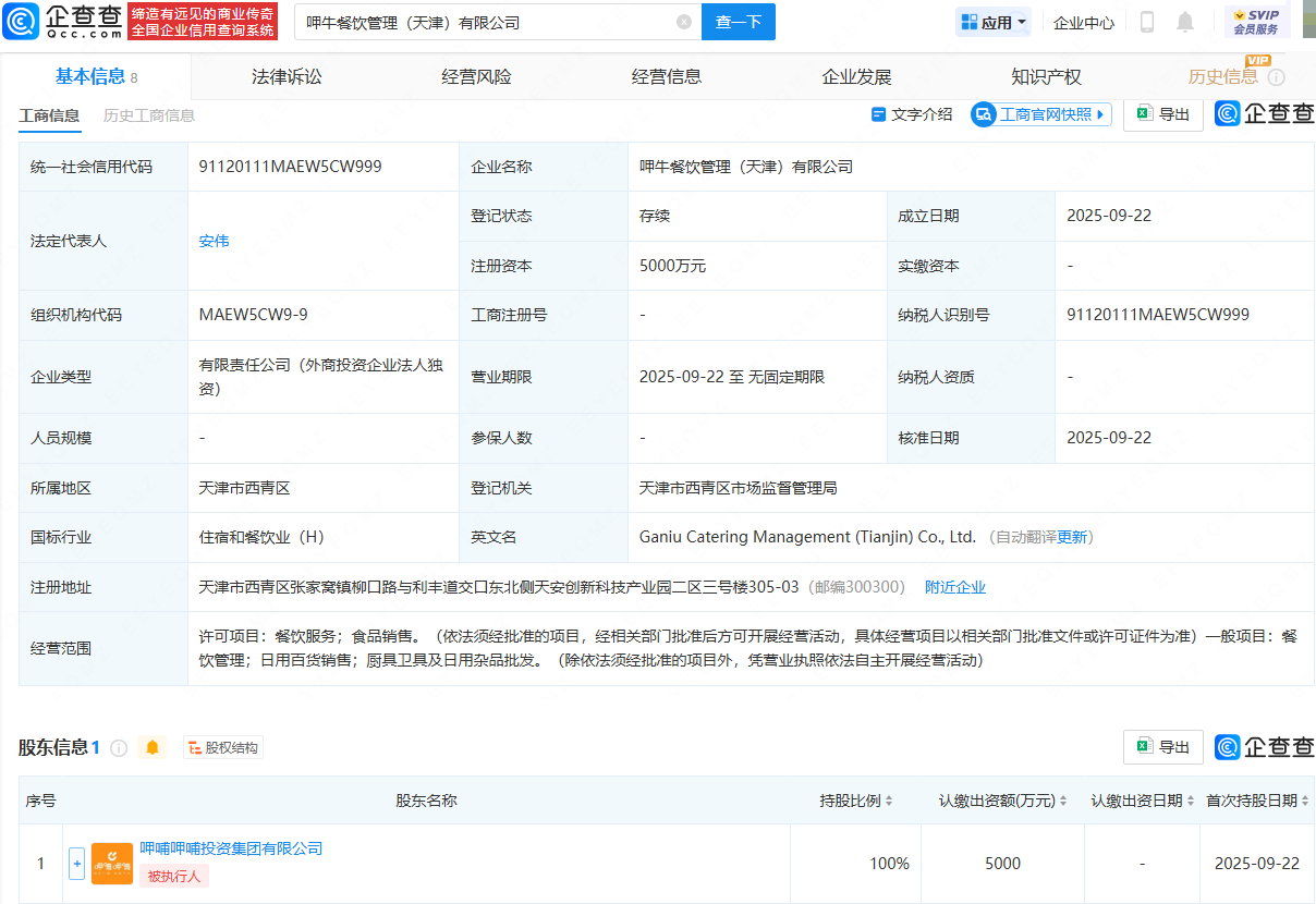呷哺呷哺天津設(shè)立新公司，注資5000萬(wàn)拓展廚具衛(wèi)具及日用雜品批發(fā)業(yè)務(wù)